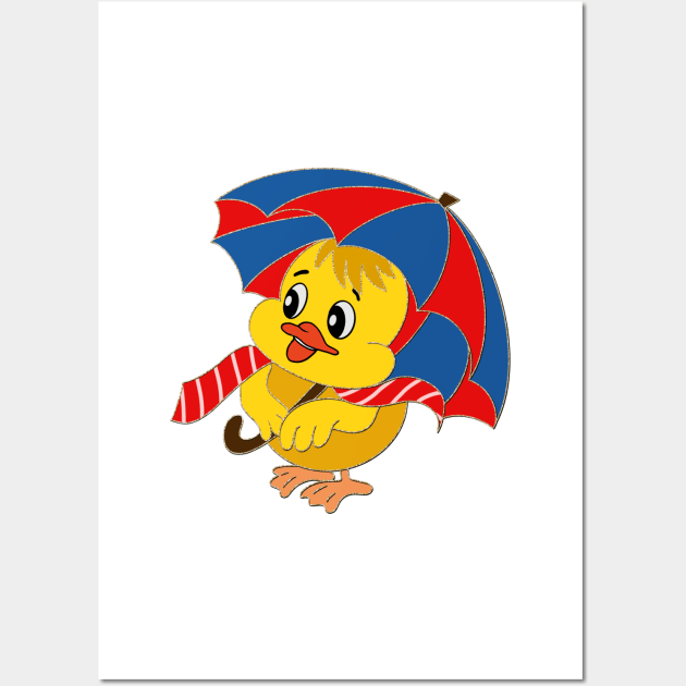 Cute Baby chick with umbrella, happy Easter chicken, my first Easter, face mask for kids Wall Art by PrimeStore